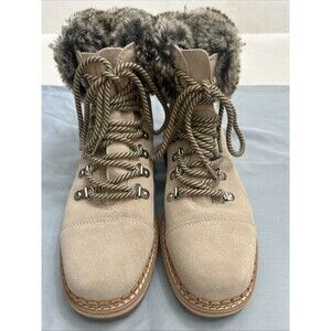 Sam Edelman Bowen Combat Laceup Suede Bootie Faux Fur Ankle, Size 6 M